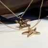 14K Gold Starfish Diamond Pendant Real 925 Sterling Silver Charm Wedding Pendants Necklace For Women Bridal Party Choker Jewelry324Q