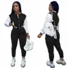 Patchwork Baseball Tracksuit 2 Two -Piece Set Women Outfits Sport Varsity Jacket Jogging Pants Track Suits Streetwear Matching C5lx#