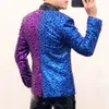 gold Red Blue Stitching Sequins Blazer Jacket Men Bar Singer Nightclub Performance Sequined Tuxedo Banquet Blazers Plus Size y2TT#