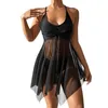 Women's Swimwear 2024 Sexy Transparent Mesh Women Plus Size Swimsuit Female Two Pieces Bathing Suit Skirt Beachwear Swimming #