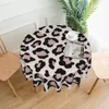 Bordduk Cheetah Print Round Tracloth Animal Skin Brown Design Cover för bankett Julfest Kawaii Protector