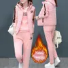 3PCS/SET Trendy Women Tracksuit Multi Pockets Patchwork Kolor Letter Drukuj Kobiety z kapturem spodnie do joggingu