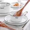 Conjuntos de utensílios de jantar 3pcs 14 cm de madeira colher de mel de mesa cozinhando café mistura de metros de colher de chá de sopa de sopa de sopa