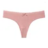 Women's Panties Fashion All-in-one Solid Color Ladies Cotton Thong Thread T Pants Sexy Bow Low Waist