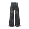 faded Mud Dyed Hand-painted Vintage Baggy Jeans for Men High Street Wed Straight Pantal Homme Denim Trousers Oversized 03pd#