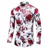 2023 outono homens magro floral impressão lg manga camisas fi marca festa feriado casual dr fr camisa homme plus size 7xl a4ce #