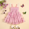 Girl Dresses Summer Kids Baby Girls Sleeveless Dress Flowers Cute Tulle A-Line Beach Party Clothes