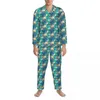 Accueil Vêtements Ensemble de pyjama imprimé tropical exotique feuilles de palmier mode vêtements de nuit homme manches longues chambre rétro deux pièces vêtements de nuit grande taille 2XL