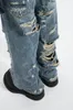 damaged Holes Jeans Retro Casual Straight Denim Hip Hop Ripped Jeans Streetwear Men Wide Leg Jeans High Quality 696i#