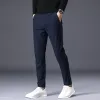 pantaloni casual da uomo Busin primavera estate sottile pantaloni alti elastici Jogger slim dritto pantaloni di marca coreana vestiti nero grigio blu q7PR #