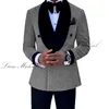 Costume brillant pour hommes 2 pièces, smoking de marié, blazer à double boutonnage, veste à col Veet noir, costume élégant pour hommes 2024 72bD #