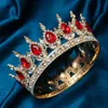 Barokke ronde bruiloft kroon bruids optocht Rhinestone Crystal Tiara's kroon Molding hoofddeksels voor koninginnen en koning 240315