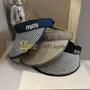 Women Sun vsior Cap Designer list pusta czapka Golf Hats Stripe Patchwork Słomka Sunhat Summer Oudoor Sport Caps