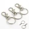 Keychains 10 Pcs/lot Key Chains Making Ring Rhodium Color Long Round Split Hooks Keychain Jewelry DIY Accessories Wholesale