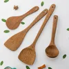 Spatule en bois Pot non bâton pas de peinture ou de cire à poignée longue légumes sautés un ensemble complet de cuillères à soupe ustensiles de cuisine