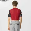 T-shirts hommes hommes t-shirt imprimé patchwork évider o-cou manches courtes camisetas streetwear sexy été 2024 mode crop tops s-5xl24328