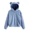 autumn Winter Women Teddy Hoodies Winter Women Lg Sleeve Bear Ear Hood Sweatshirt Cute Plush Warm Casual Hoodie Thick Warm Top O3Ve#