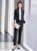 Women's Two Piece Pants Blue Formal Trousers Suits Office Lady Outfits Spring Summer Women Pieces Set Work Wear Blazer Coat With Sets