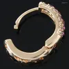 Dangle Earrings 3X Elegant CZ Stone Hoop For Women Gold Plated Piercing Jewelry -Gold