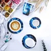 Tazas y platillos Europa, juegos de Taza de Café de Cerámica y platillos, taza creativa de porcelana de cielo azul, taza de té para fiesta de la tarde, accesorios de decoración para el hogar