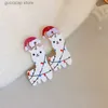 Charm Christmas Party Jewelry Gingerbread Man Santa Claus dessert alpaca cute Stocking Xmas Holiday Tree Drop arrings Y240328