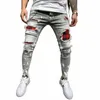 Herbst Patchwork Männer Jeans Fi Beggar Editi Painted Black Skinny Jeans Mann Y2k Ripped Hip Hop Denim Hosen Casual Hosen 26Jk #