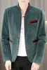 Velor Retro Green Blazers Menslim Fit Veet Claret Elegant Red Jacket for Mens