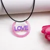 Kedjor Creative Letter Round Formed Pendant Acrylic Necklace For Women Girls Simple Delicate Geometric Valentine's Day Gifts