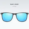 Sunglasses AL-MG Big Square Men Women Sun Glasses Polarized Mirror Blue/ Red Custom Made Myopia Minus Prescription Lens -1 To -6