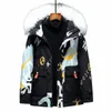 Fi Men's Down Coats Winter Outdoor Whare Warmed Big Fur Twiber Jackets Hip Hop Graffiti printed ino Wear 212W#