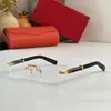 Solglasögon 2024 Anländer Vintage Rimless Men Shades Classic Retro Square Sun Glasses Male Hand Craft Wood Solar