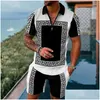 Heren trainingspakken Zomer trainingspak voor heren Rits Oversized 2-delige sets voor mannen Business Casual 3D-geprint Hoge kwaliteit mode Dro Dhxo6