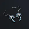 Boucles d'oreilles pendantes Noble palmier bleu opale boucle d'oreille bijoux pour dame