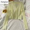 Knitted Pink Cardigans Women Summer Sunscreen LG Cropped Cadigan Korean See Through Kimo Tops Fi Sweter x5ae##