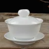 Teaware sätter kinesiska traditionella Gaiwan Tea Set White Porcelain Soup Cup Bowl Ceremony Ceramics Flower Master