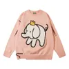 Erkek Sweaters Sonbahar Örme Külot Erkekler Karikatür Fil Jakard Gevşek Kazak Japon Harajuku Sıradan Jumpers Unisex Street Giyim