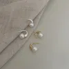 Orecchini a bottone SHANICE S925 Argento sterling Borchie di perle per le donne Eardrop Cerchi minimalisti Gioielli di moda da sposa Goccia