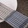 Pauzinhos de aço inoxidável polimento de água não magnético azul e branco porcelana impressa utensílios de mesa em conjuntos duplos únicos
