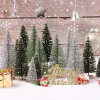 Miniatyrer mini julgranar dekorationer, konstgjorda julgranflaskor borste träd för julfest hembord hantverksdekorationer