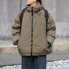 Winter Warme Starke Mit Kapuze Jacke Japanische Streetwear Einfarbig Casual Parkas Männer Kleidung Harajuku Fi Mäntel Schwarz Tops m54n #