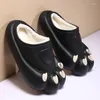 Pantofole invernali da donna in peluche caldo sandali con design ad artiglio d'orso scivoli antiscivolo da esterno infradito scarpe casual morbide e confortevoli da donna