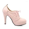 Casual Schoenen 11 cm Hoge Kwaliteit vrouwen Puntschoen Platform Hak Lace-up Hol Stiksels Kant Dames Jurk party Pompen