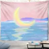 Schroevendraaiers Pink Moon Starry Tapestry Universe Wall Hanging Room Dorm Tapestries Art Home Psychedelic Kawaii Room Decor