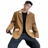 luzhen 2024 Elegant Splicing Design Blazer Coat Men's Fi Back Cross Strap Trendy Spring Suit Jacket Korean Clothes LZ1818 N1m8#