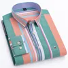 Męska koszulka Sleeved S ~ 7xl Plus Size Cott Oxford Classic Striped Flaid Light Luksusowa jakość Casual Men Odzież U0Q7#