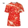 Neue Fi Lustige Frische Fleisch Rindfleisch 3D Druck T-shirt Männer und Frauen Casual Kurzarm Rundhals T-shirt Top x6zG #