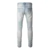 Street Fi Designer Uomo Jeans Retro Azzurro Elastico Slim Patch Jeans strappati Uomo Punk Pantaloni Hip Hop Pantaloni di marca Hombre L8vC #