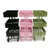 Kitchen Storage 3 Tiers Mini Trolley Rack Dollhouse Iron Rolling Bookshelf Collection Accessories Miniature Cart For Kid