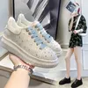 Scarpe casual Autunno Primavera Donna Piattaforma Strass Suola spessa Sneakers in cristallo bianco argento brillante Tendenza