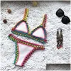 Swim Wear Cloghet Swimwear For Female Knitted Swimsuits Neoprene Bikini Beachwear Boho Style Swimsuit Two Pieces Bathng Suits 22022632 Otgvz